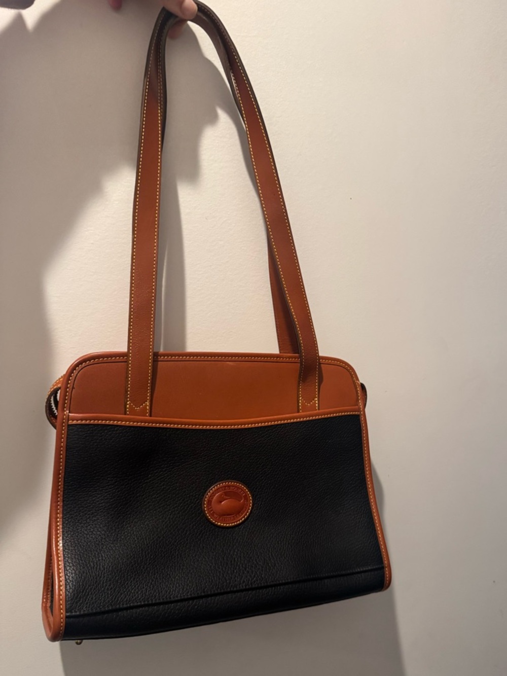 Dooney & Bourke Black and Brown Two-Tone Leather Shoulder Bag